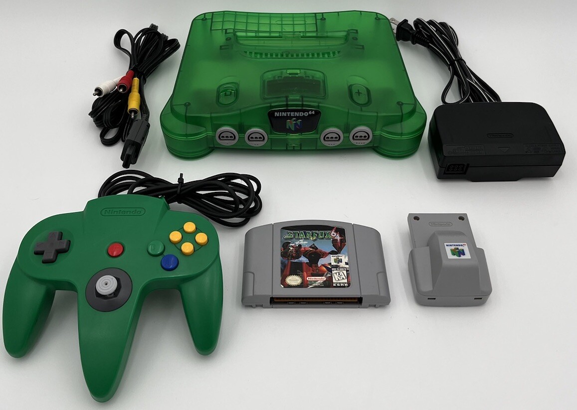 Translucent Jungle Green Nintendo 64 Starfox N64 Console Rumble Pak Controller