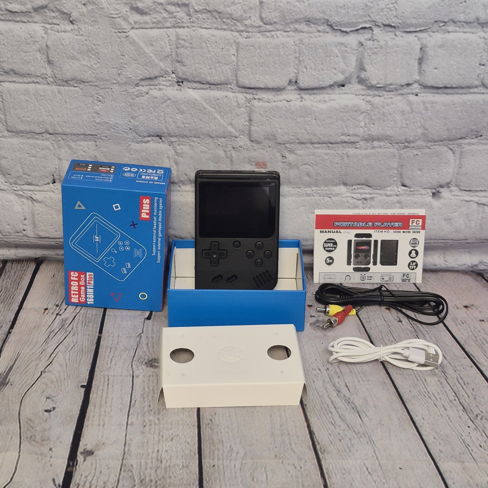 Retro FC 168 In 1 Plus Handheld Game Console 3.0 Screen Black Tested Works Great