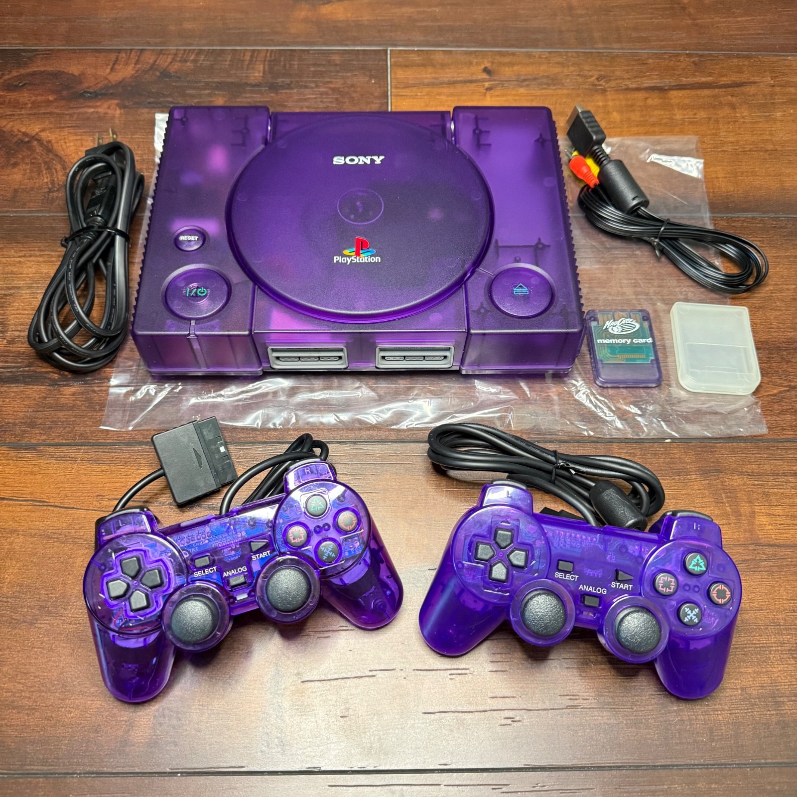 Sony PlayStation 1 Console (SCPH-5501) Bundle – Translucent Clear Purple Shell
