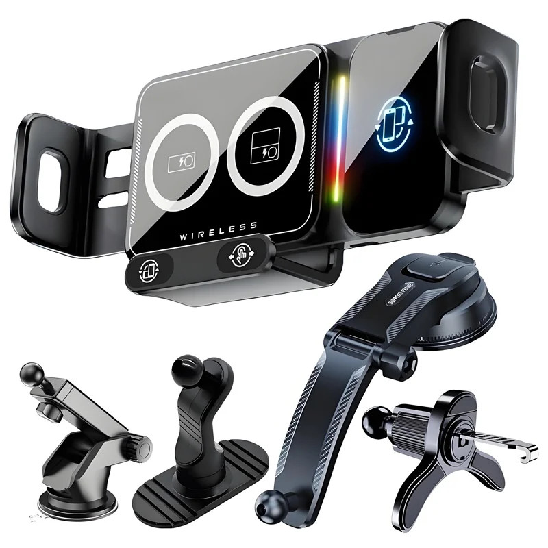 15W Universal Car Phone Wireless Charger Holder 90° Rotation Mount for Samsung G