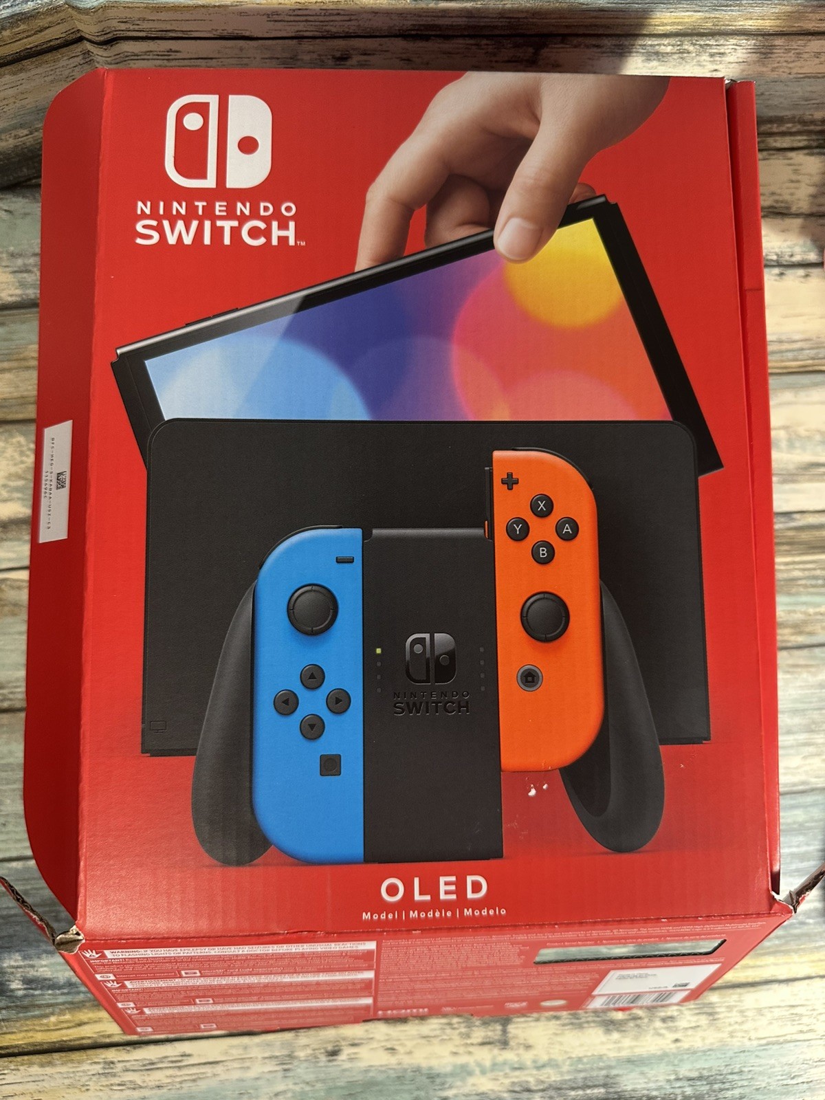 Nintendo Switch OLED Model w/ Neon Red & Neon Blue JoyCon Console + 2 JoyCons