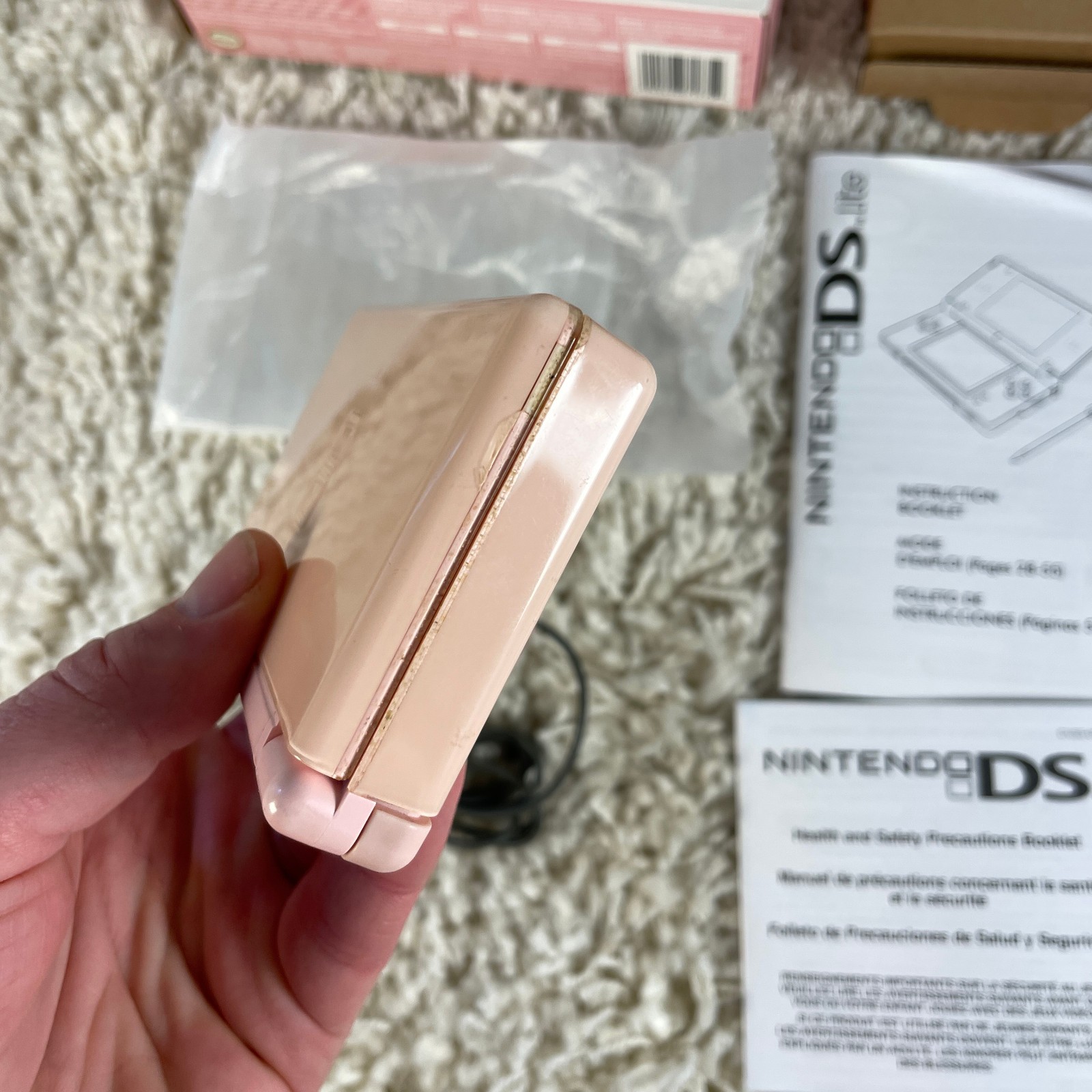 Nintendo DS Lite Coral Rose Pink Handheld System USG-001 Complete In Box CIB