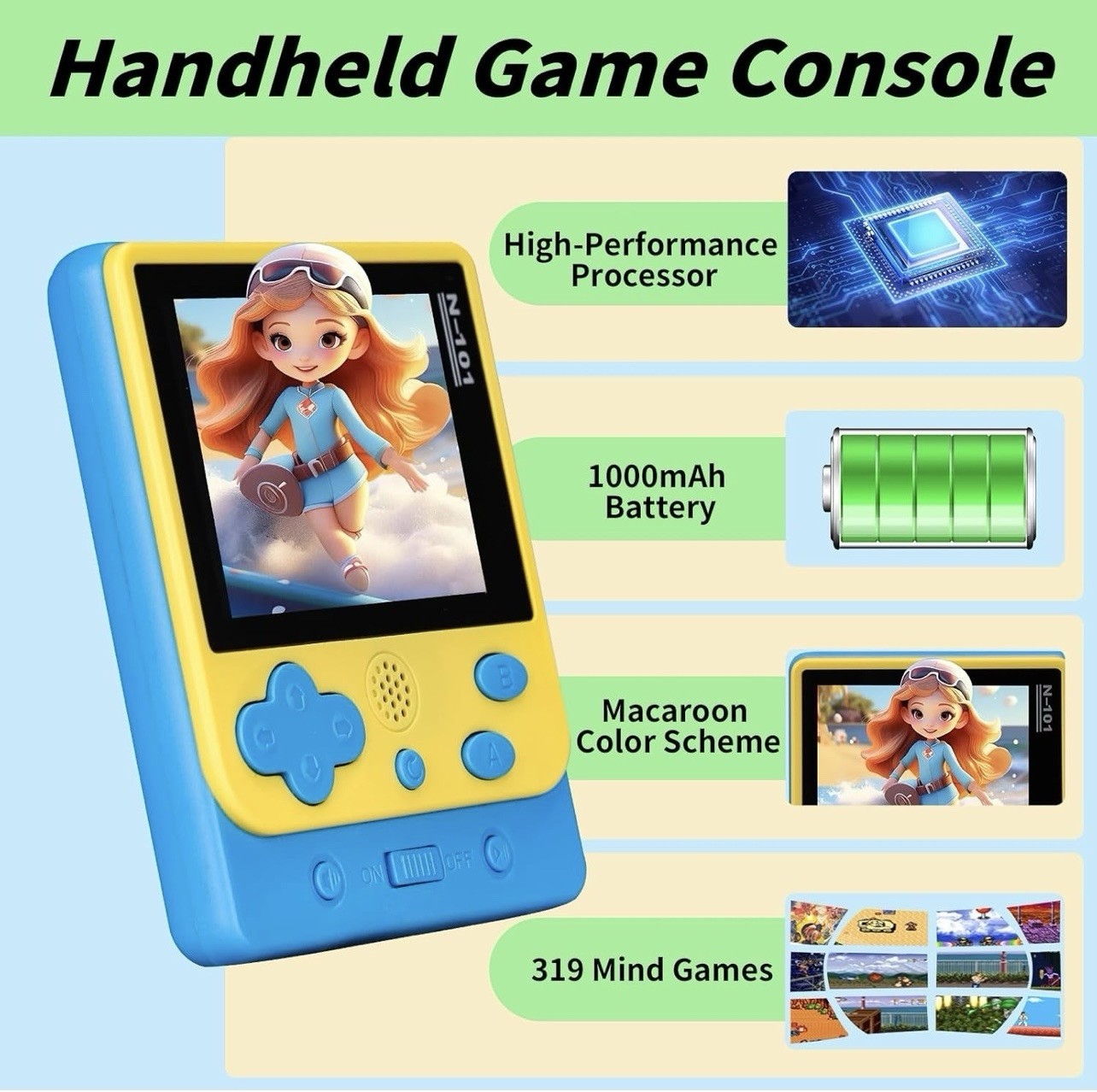 319 In 1 Handheld Game Console 2.5” Color Screen
