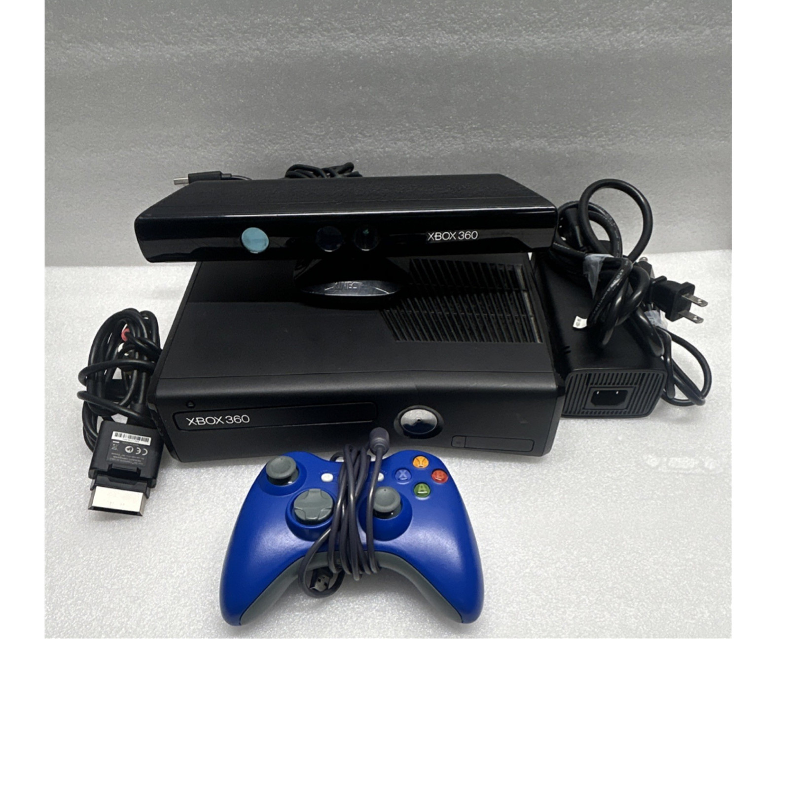 Microsoft Xbox 360 S Console w/ Kinect Sensor, Wired Controller, Cables