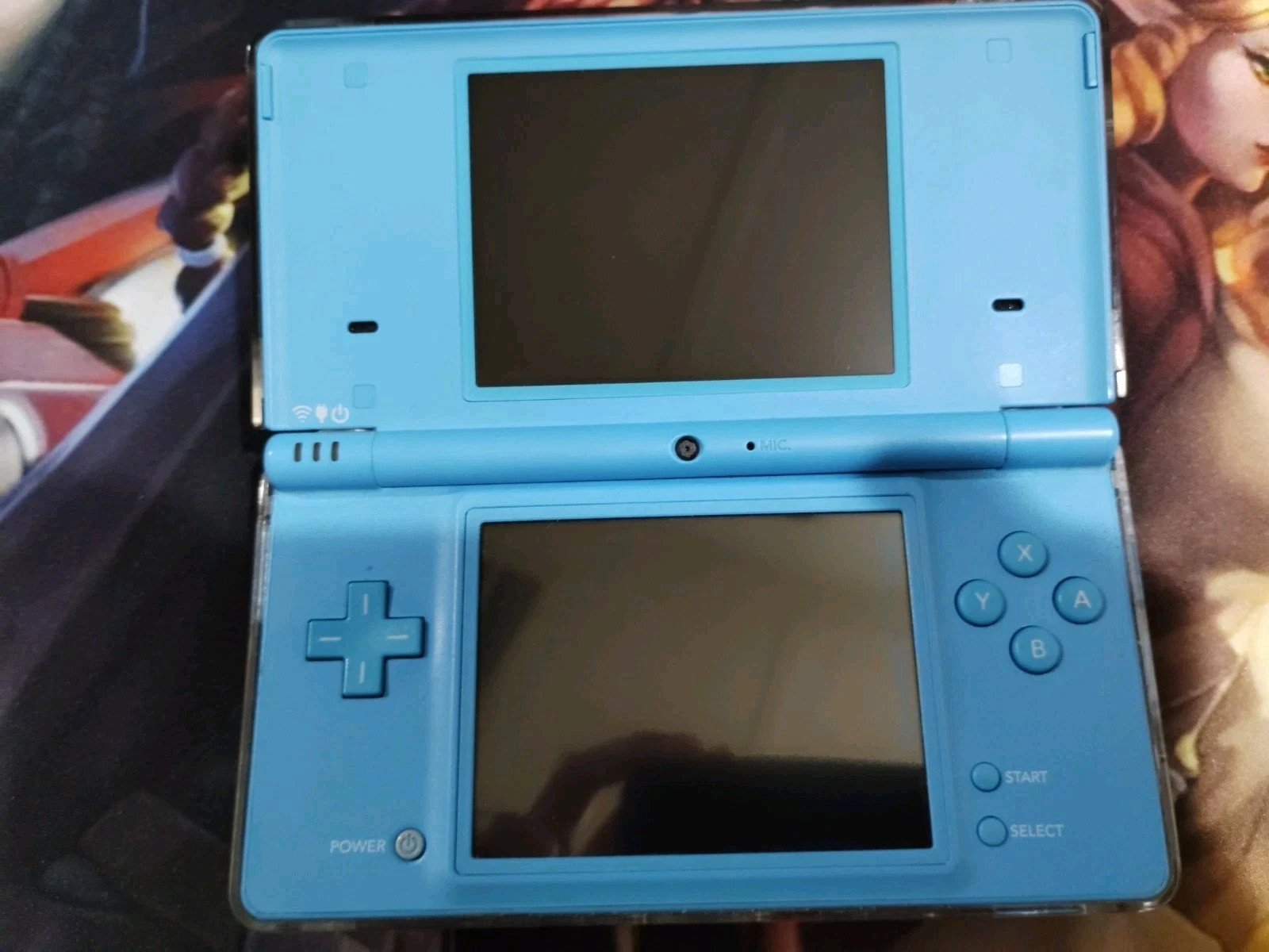 Nintendo DSi Handheld Game Console Light Blue W/Stylus And RARE Shell READ