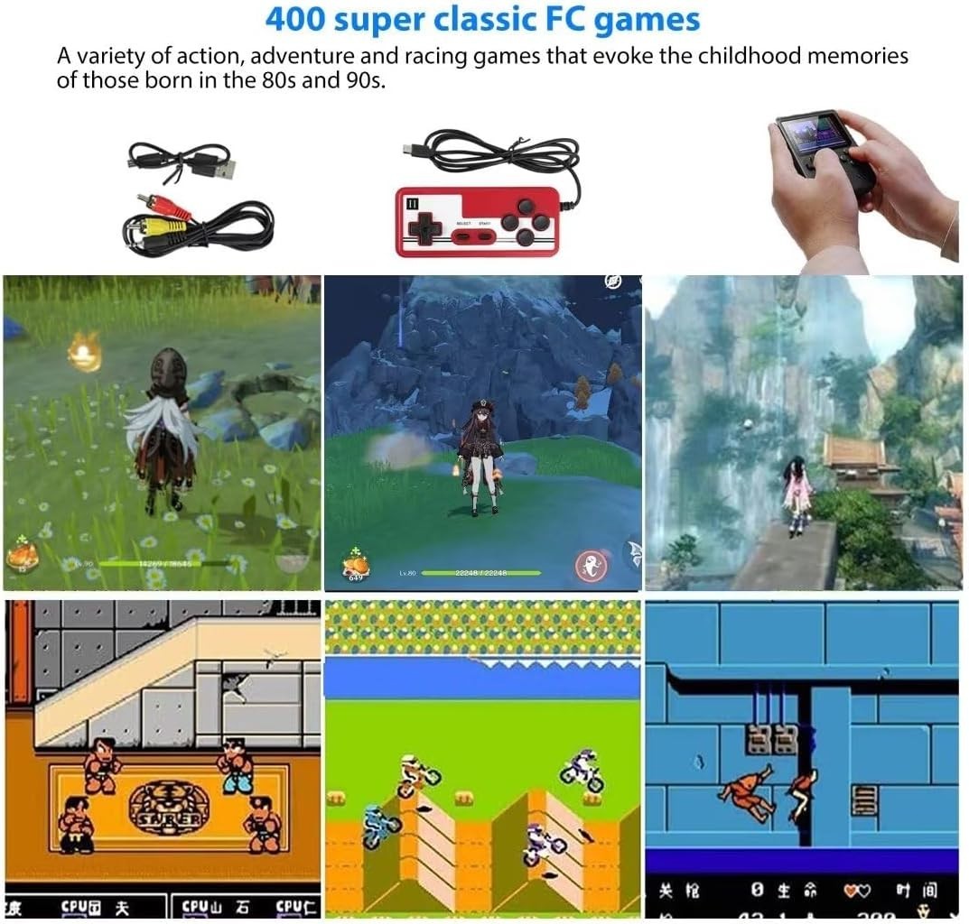 NEW 400 Games Retro Handheld Game Console Video Game Player FunGiftRandom Color