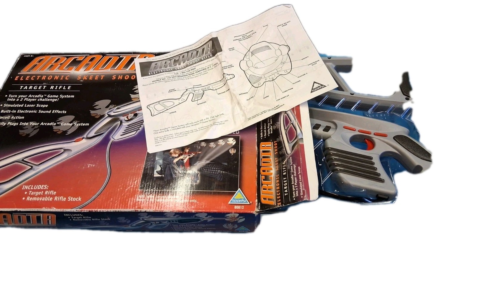 RARE VINTAGE VIDEO GAME SYSTEM NOS Arcadia Elec Skeet Shoot Game +Xtra Rifle