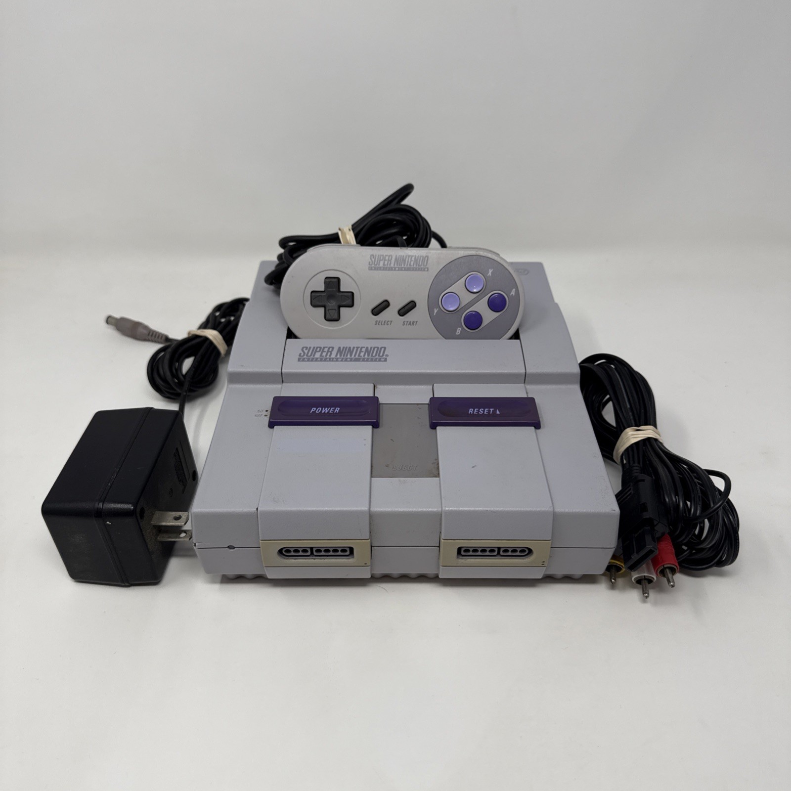 Super Nintendo SNES Console + Cables + Controller Bundle Lot *TESTED*