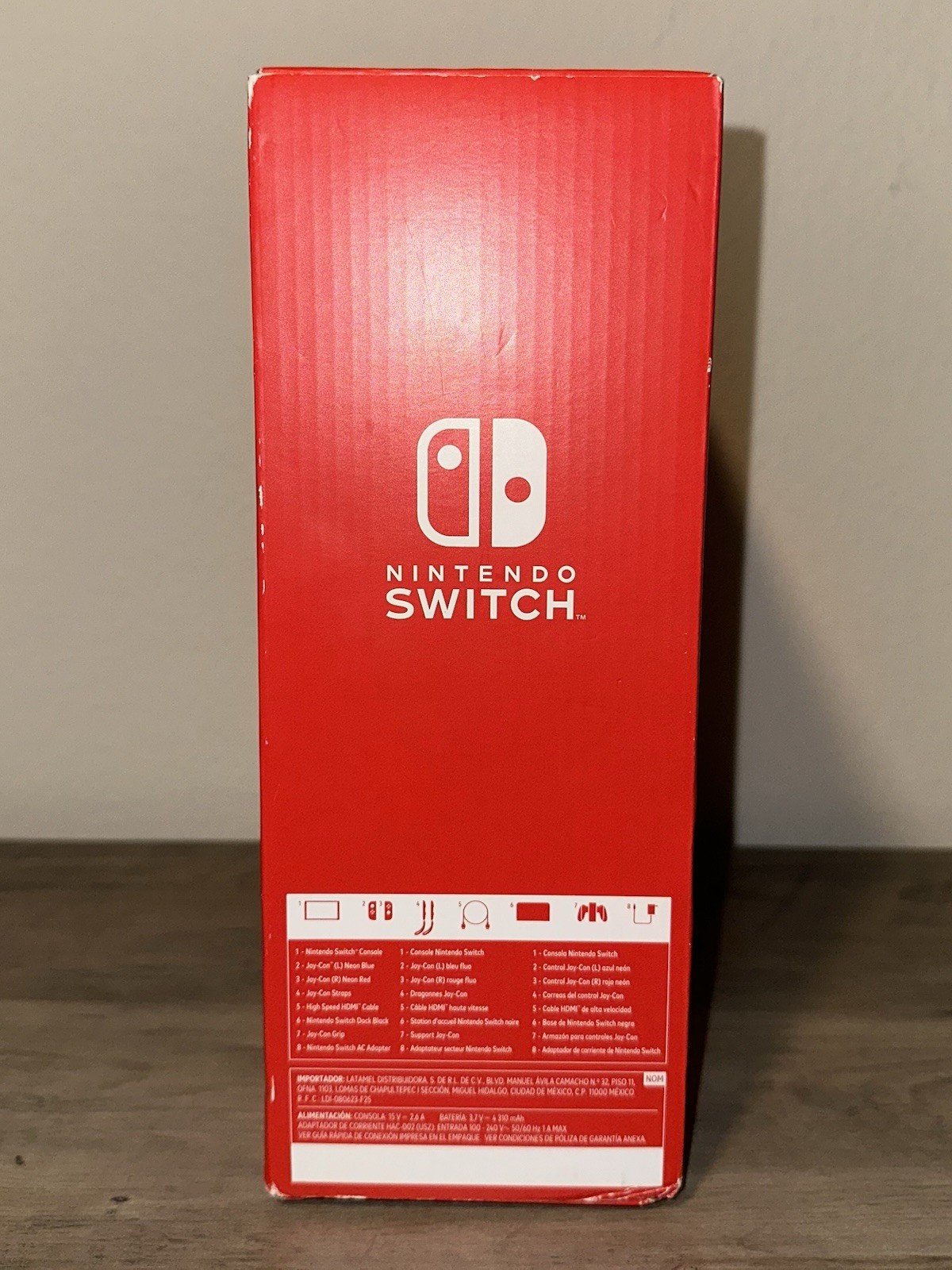 Nintendo Switch OLED 64GB Neon Red Blue Joy-Con 2021 Model With Extras