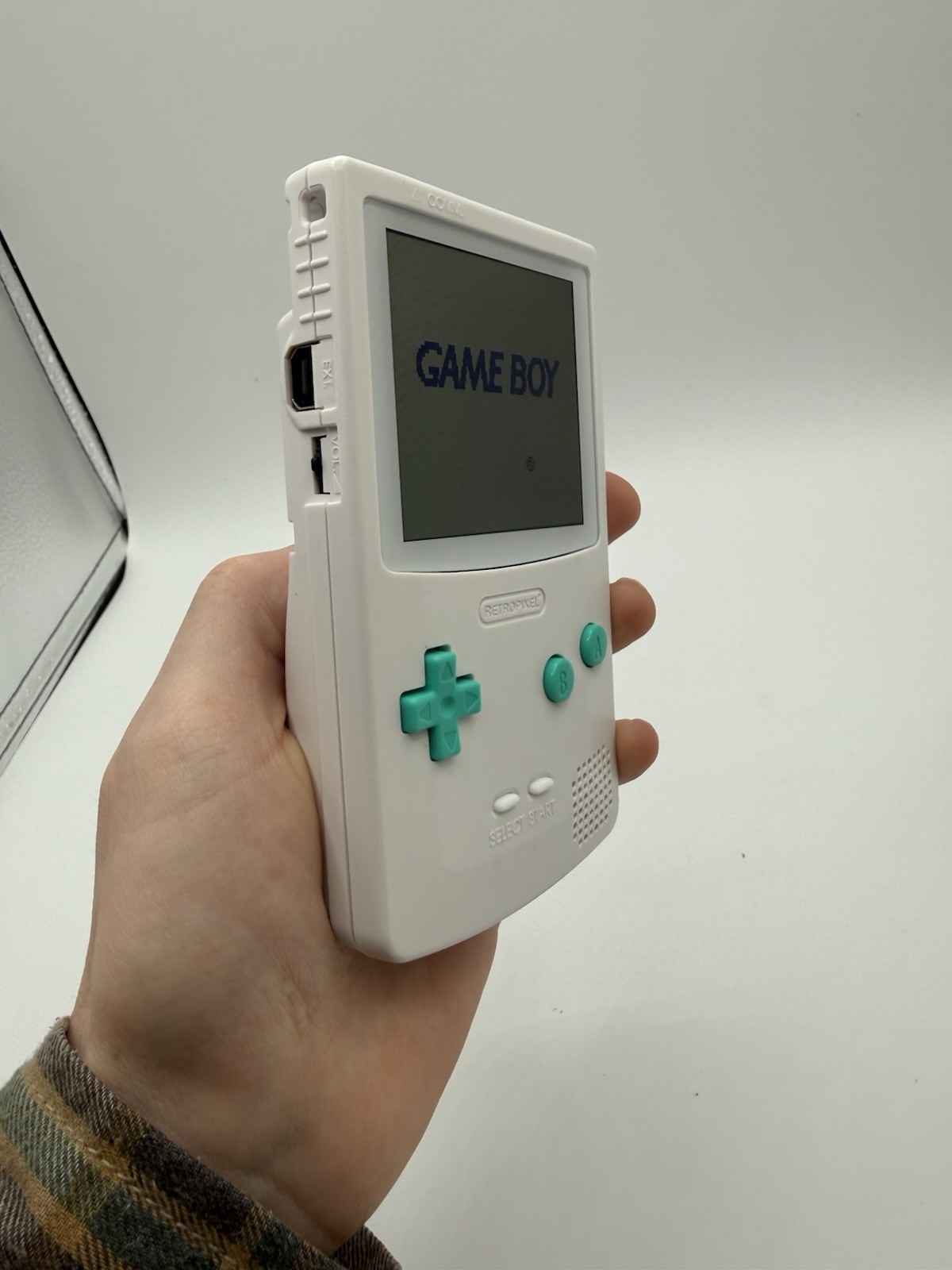 White And Green Nintendo Gameboy Color IPS Mod W/ USB C Rechargeable Battery