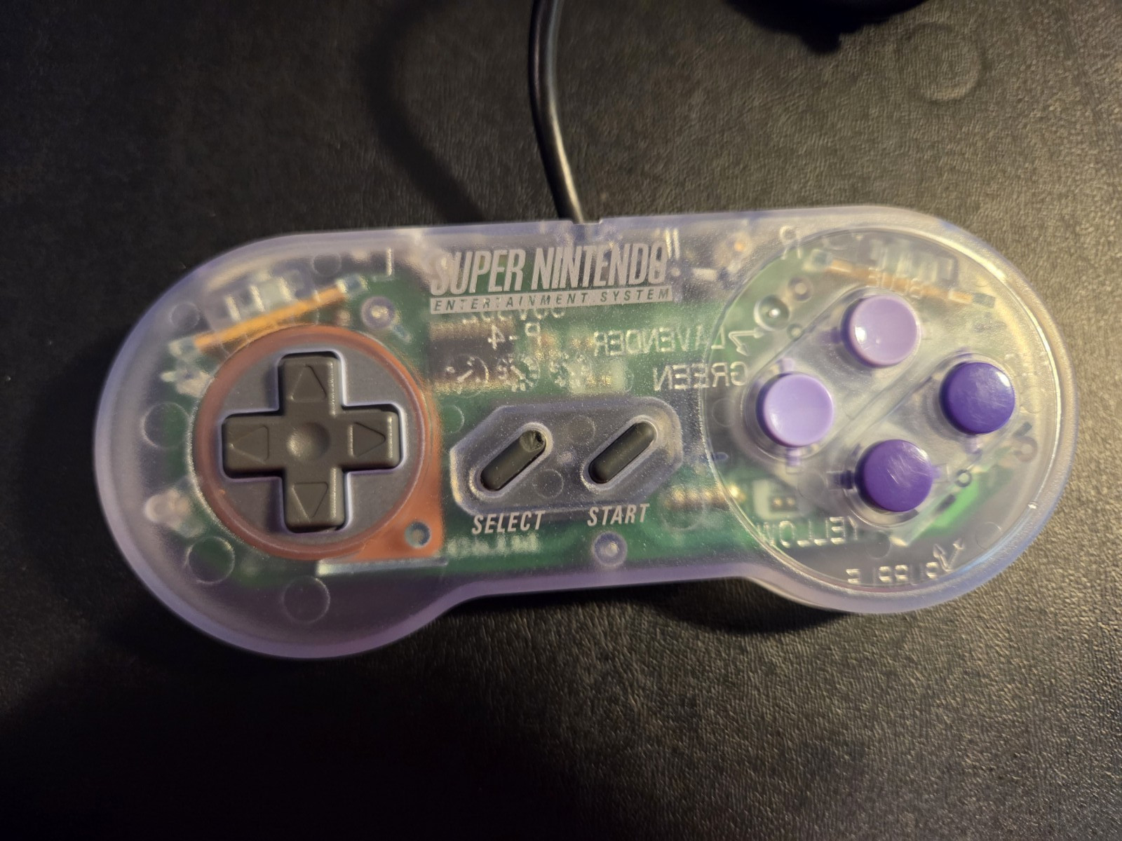 SNES Super Nintendo Clear Transparent Console w/ 2 clear controllers and cables