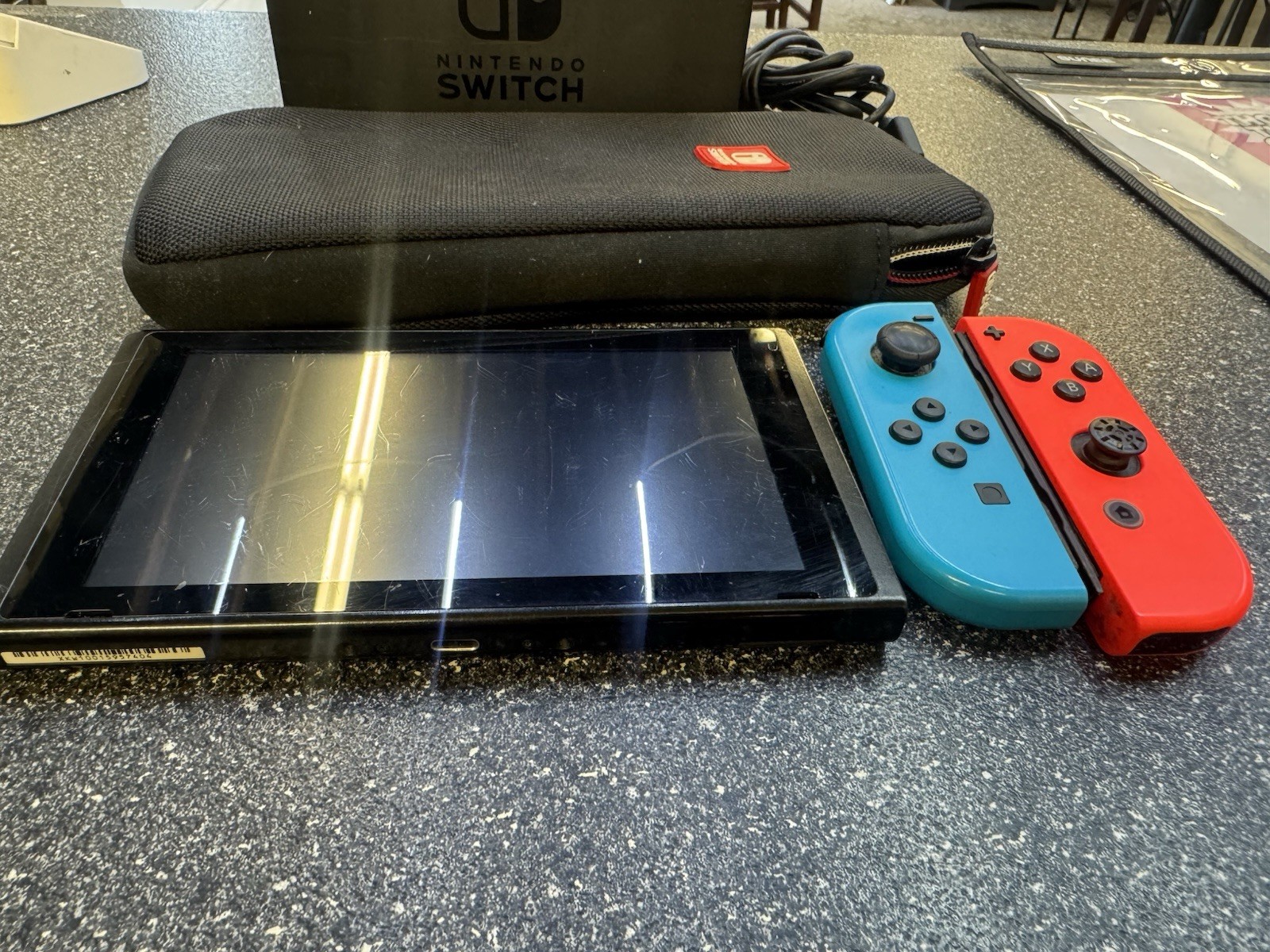 Nintendo Switch Console Bundle Neon Red/Blue Joy-Cons Dock Case USB-C HDMI cord