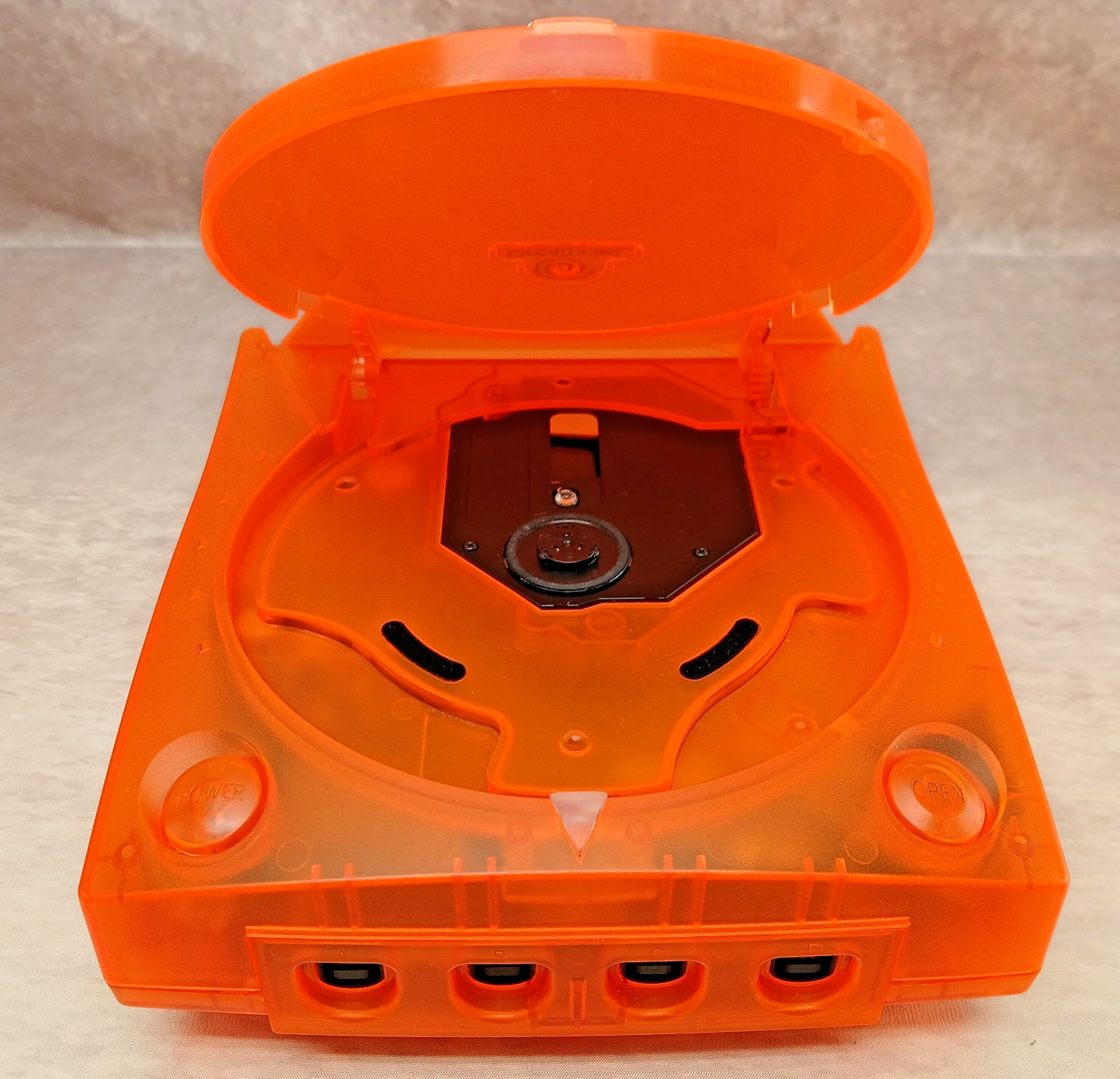 Sega Dreamcast Clear Orange Re-Shell Console Bundle 2 Controllers VMU Sega