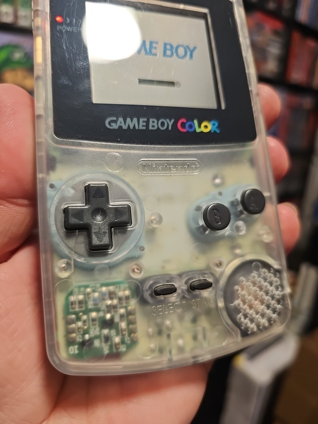 Nintendo Game Boy Color Clear Console GBC Custom Build Needs TLC w/ Yellow Shell
