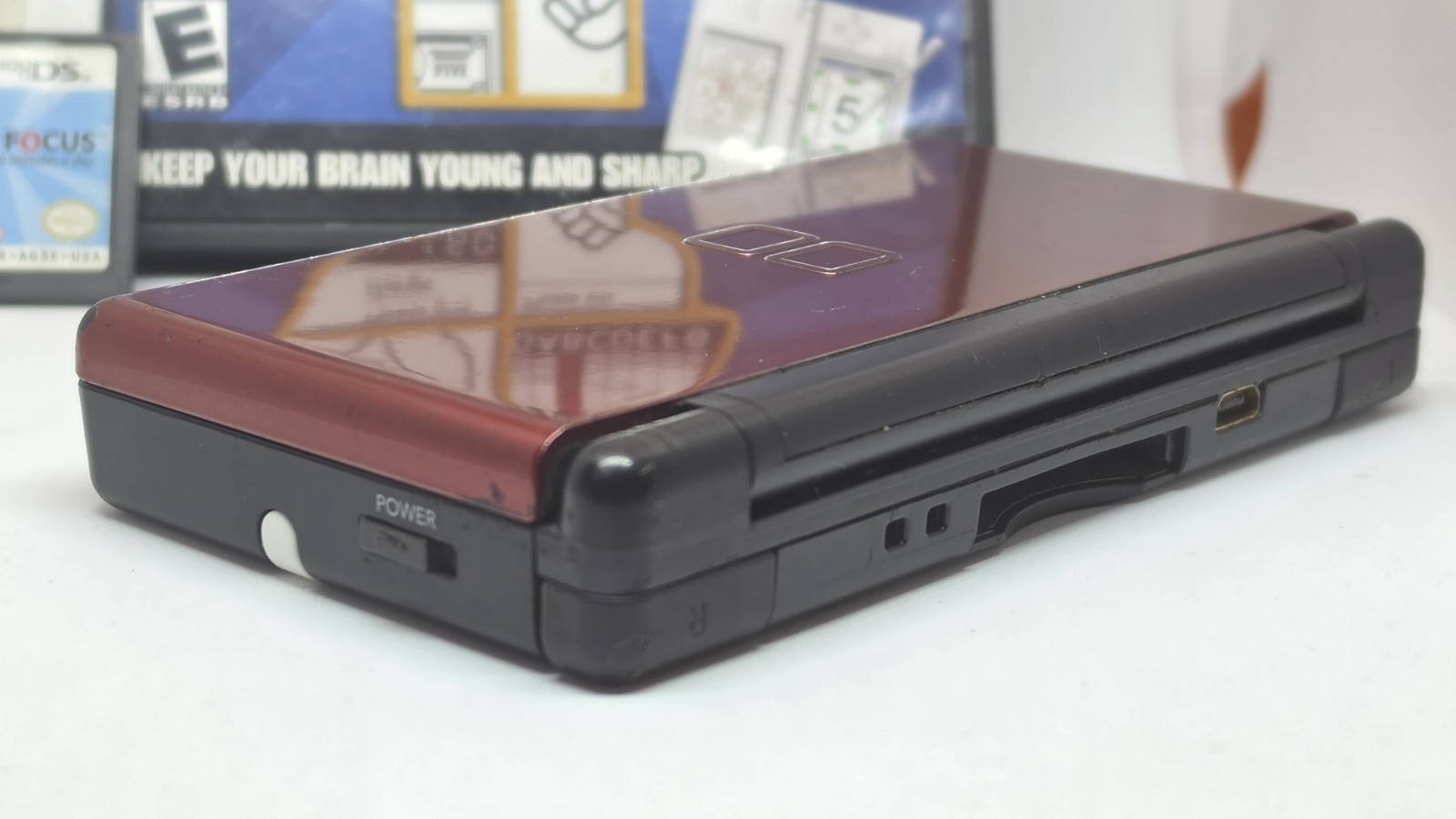 Nintendo DS Lite Crimson Red Console Bundle w/ Charger & 2 Games Tested Working