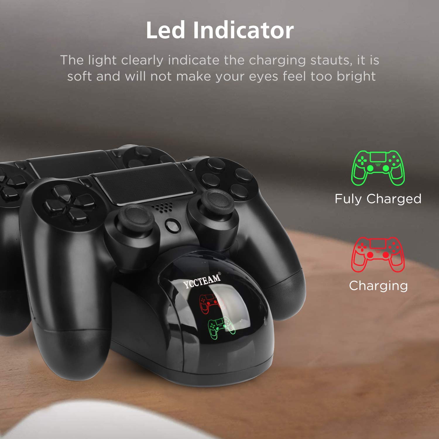 PS4 Controller Charger, Upgraded Fast-Charging Port Docking Station black