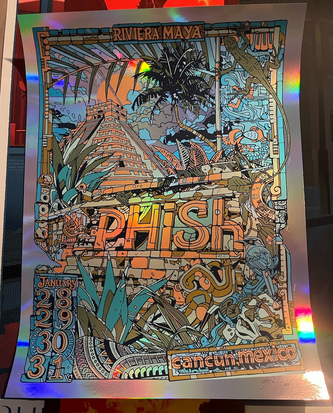 SIGNED Phish Riviera Maya Foil Variant Poster Tyler Stout Cancun Mexico 2026 Art