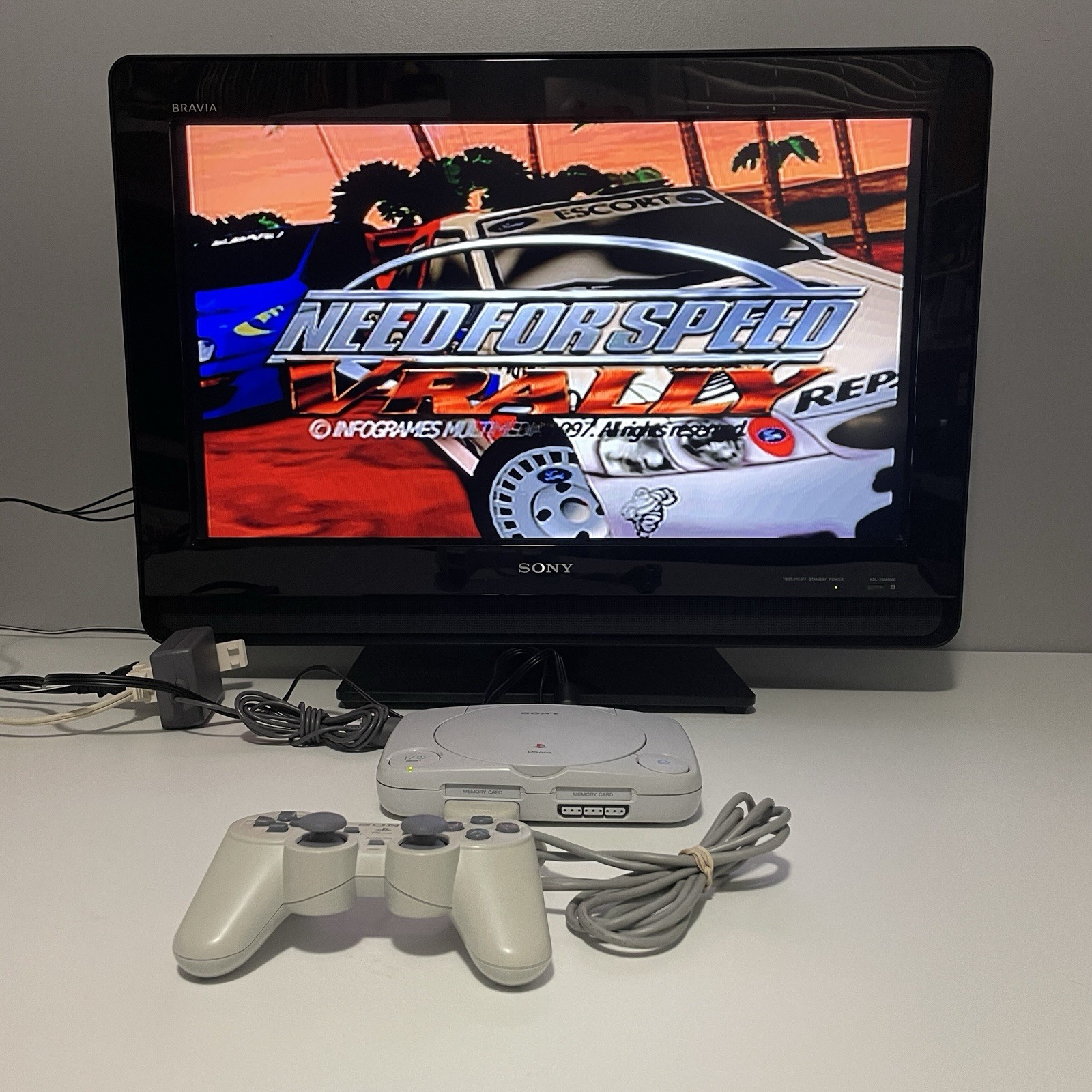 Sony Playstation 1 PS One PS1 Mini Slim Bundle SCPH-101 w/ Controller & Cables
