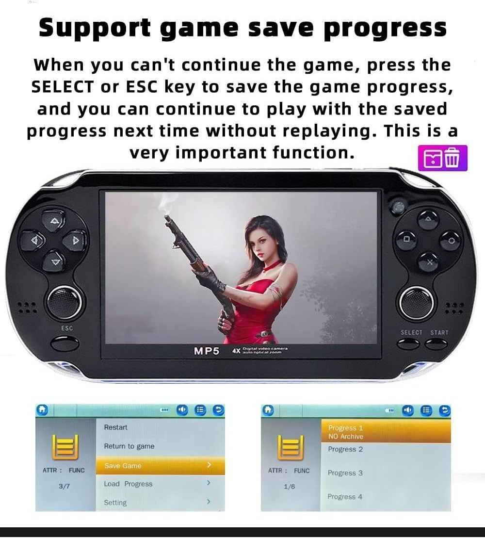 Handheld Game Console 4.3 inch Double Joystick 8GB Build in 2200 Retro Game V…
