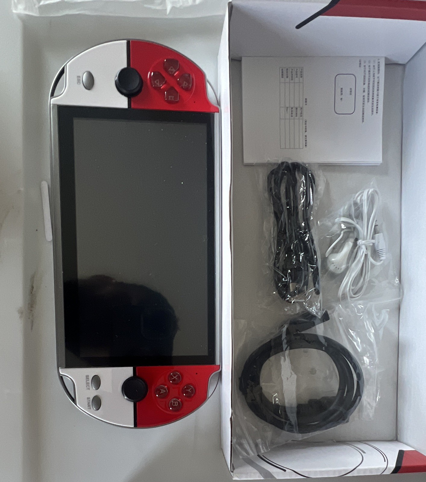 Game Player 7in Handheld Game Console Red/White 16GB AV Out 2 Player USB-A