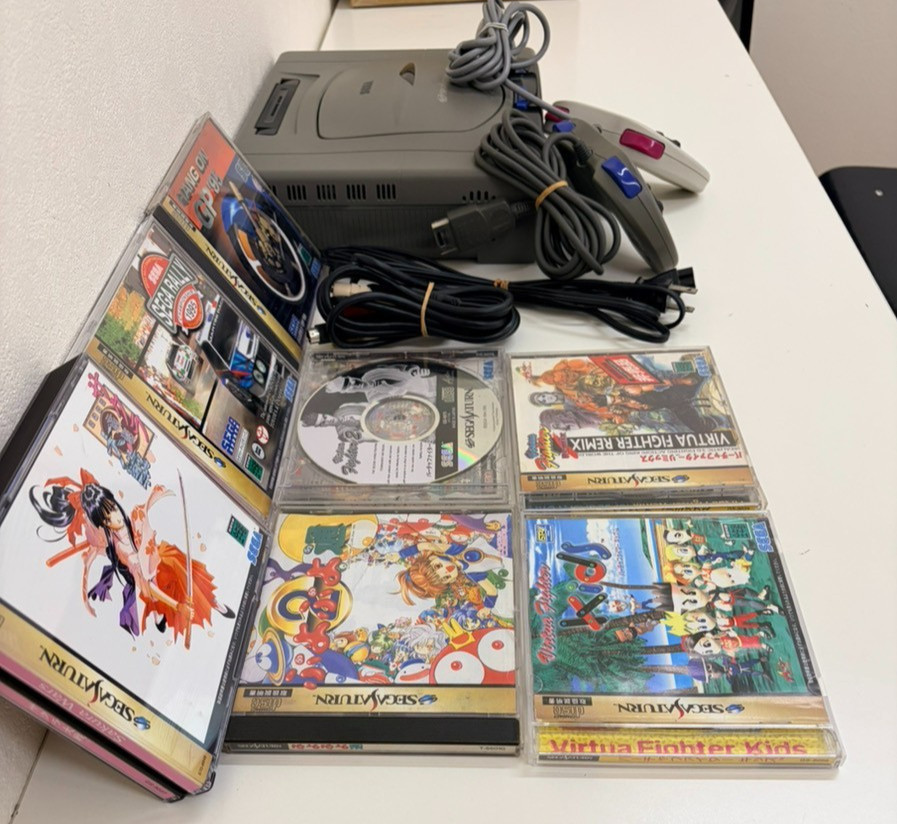 Sega Saturn Game Console Bundle 2 Controllers, SS 6 Games Set JPN Ver. /P.M #100