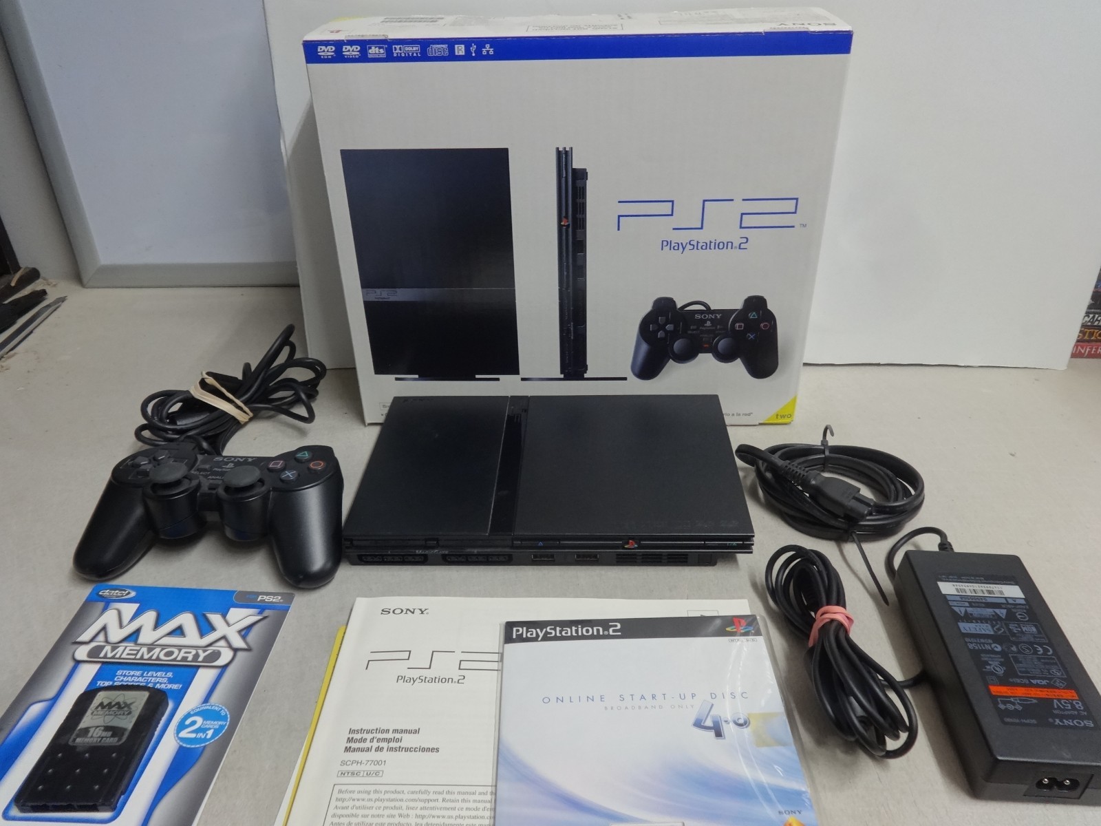OEM Sony PS2 SLIM Video Game System Playstation-2 SCPH-77001 MINTY CIB Console