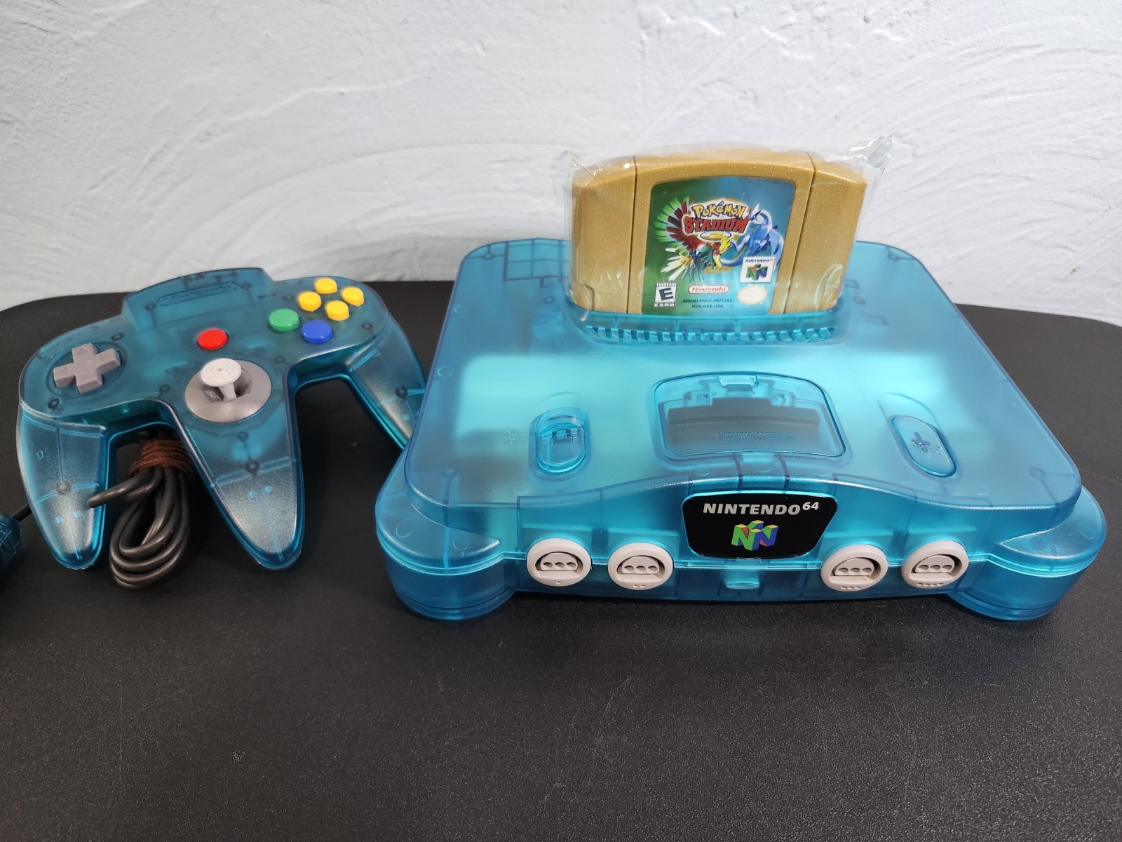 ICE Blue Custom Nintendo 64 with OEM Controller Repo Stadium 2 Tested Working VG