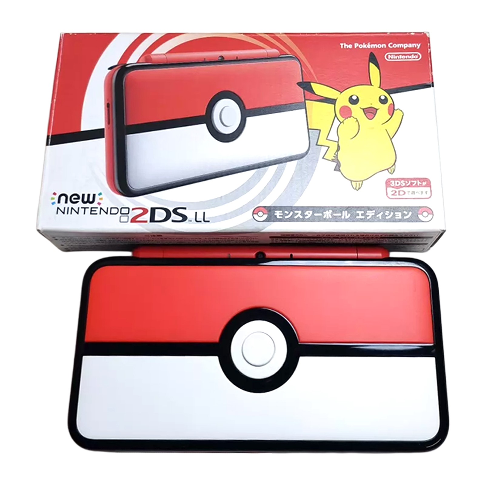 New Nintendo 2DS LL Poke Ball Edition Pokémon Console Charger Pikachu W/ Box