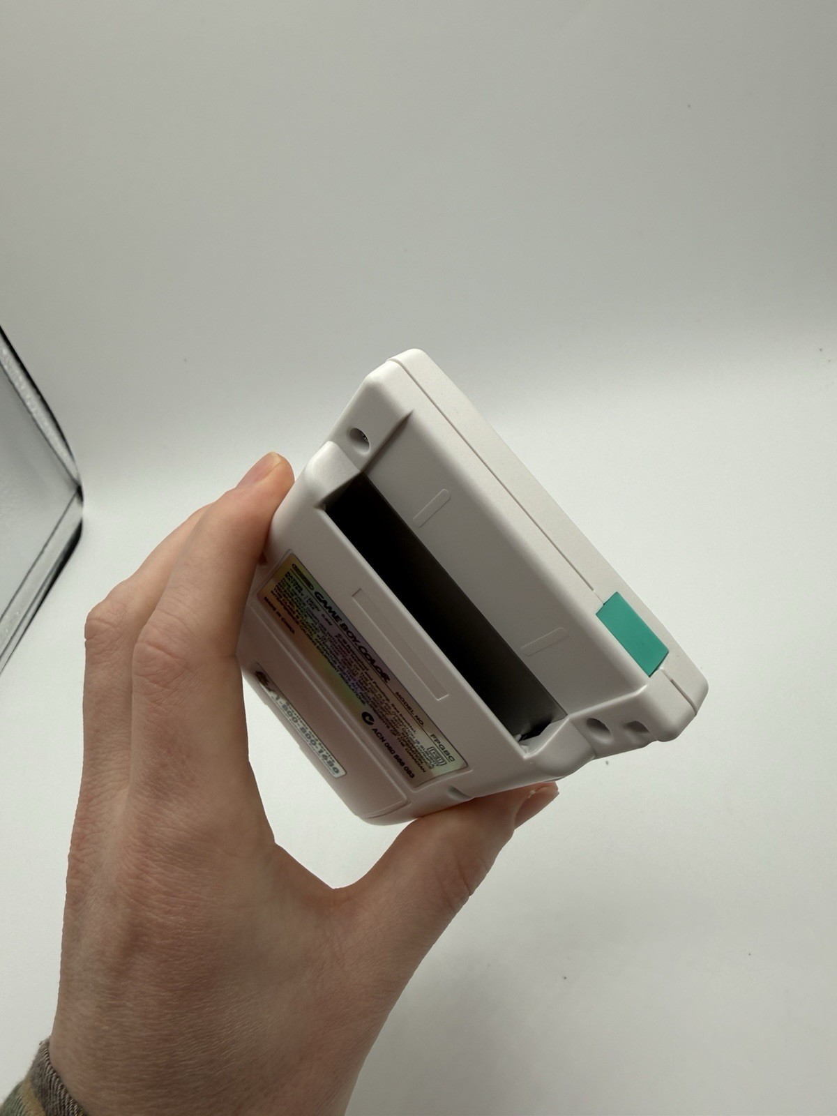 White And Green Nintendo Gameboy Color IPS Mod W/ USB C Rechargeable Battery