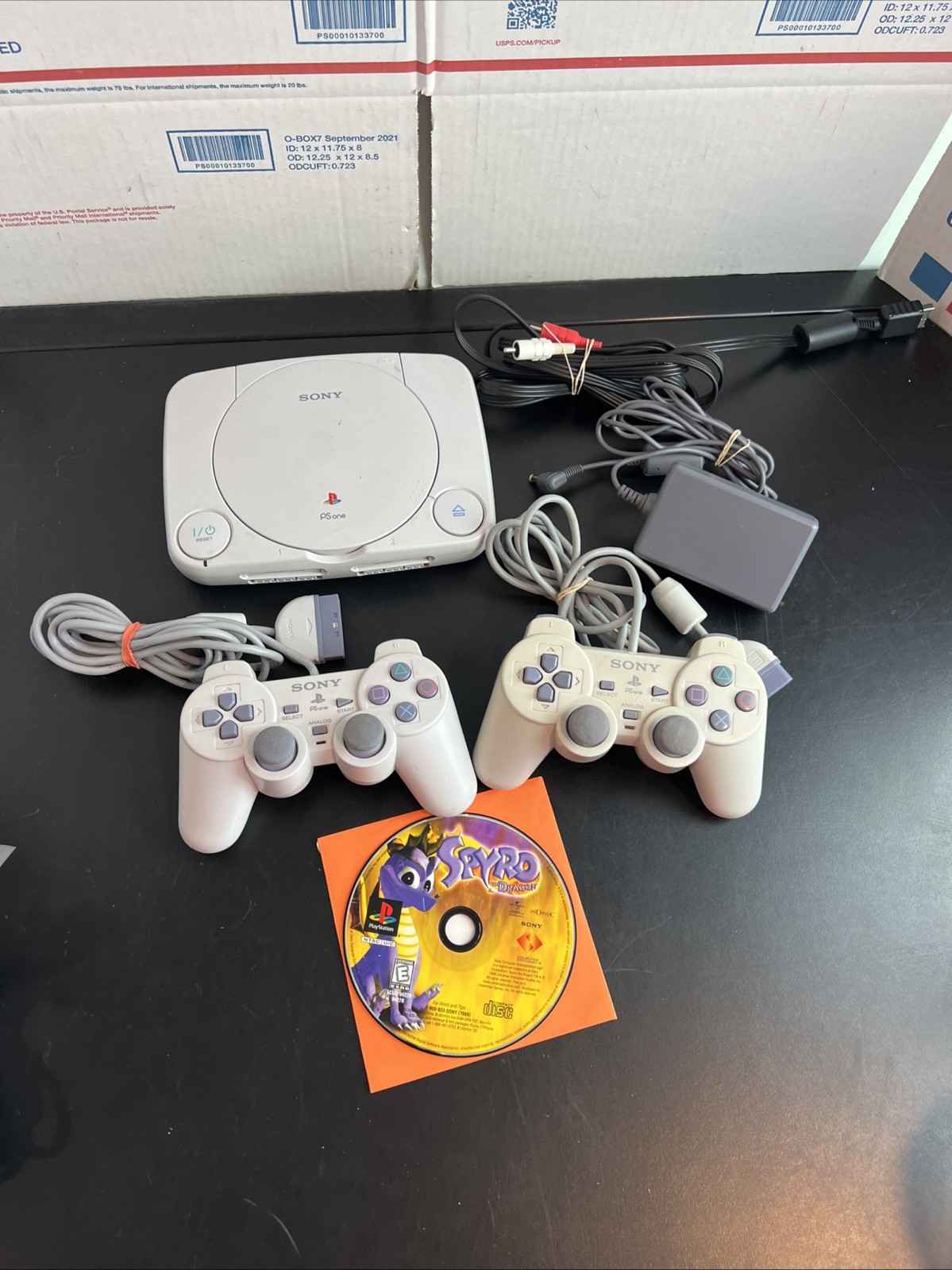 Sony PSOne Video Game Console – White (SCPH-101) with Spyro Game