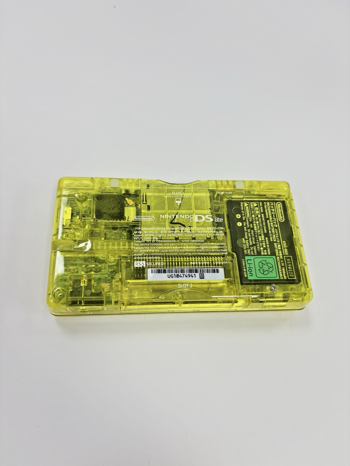 Refurbished Nintendo DS Lite – Transparent Yellow – New Shell