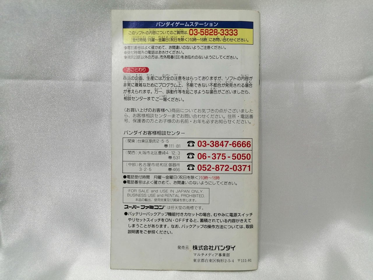 SFC Ruin Arm Japanese Version