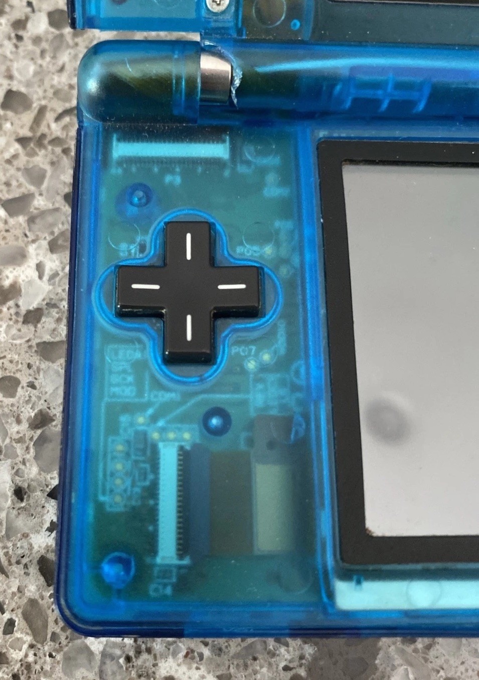 Nintendo DSi Handheld Game Console Clear Blue – No Charger – Pink Stylus