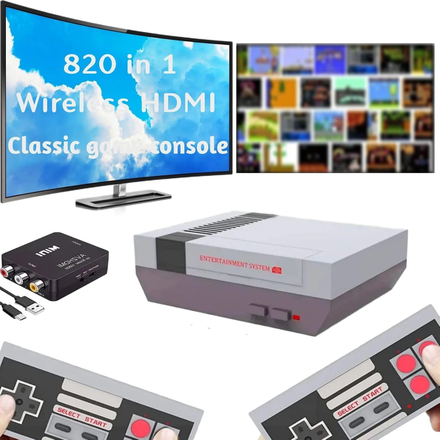 Classic Mini Retro Game Console,Av and HDMI Output Handheld Game System with Dua