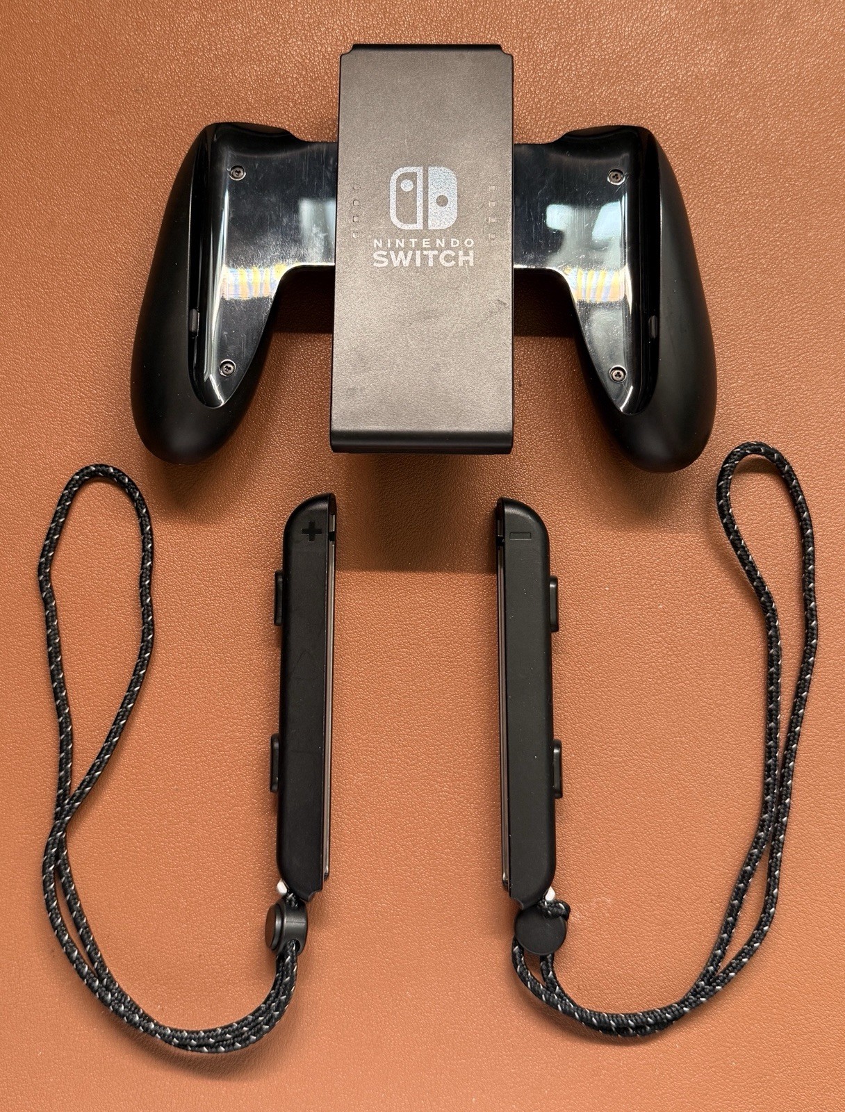 Nintendo Switch OLED Bundle Neon Purple Orange Joy-Con 512GB SD + Grip and Case