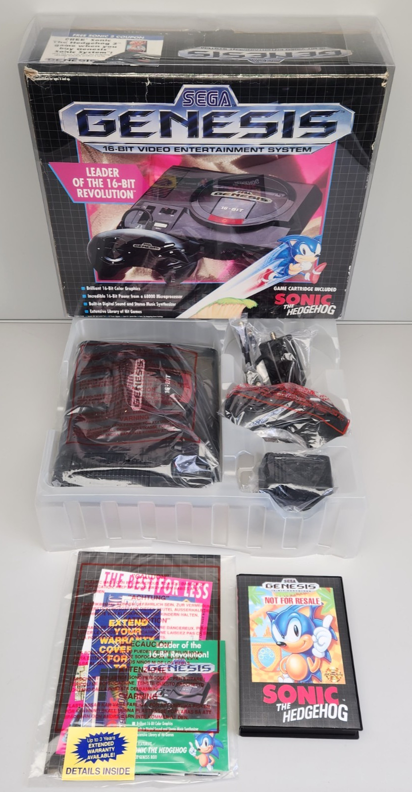 Vtg SEGA Genesis Model MK-1601 V2 Video Game Console MK-1610 Sonic, NEW Open Box