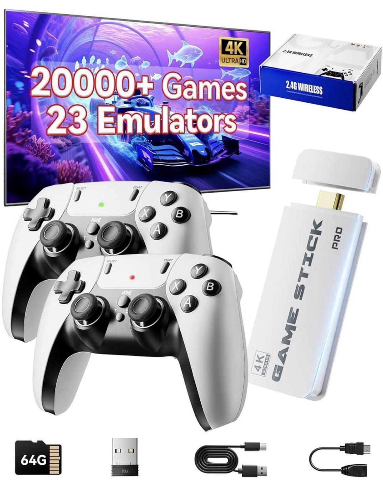 2026 Upgraded Retro Gaming Console, Retro Game Stick, 4K HD HDMI TV Game Stick,