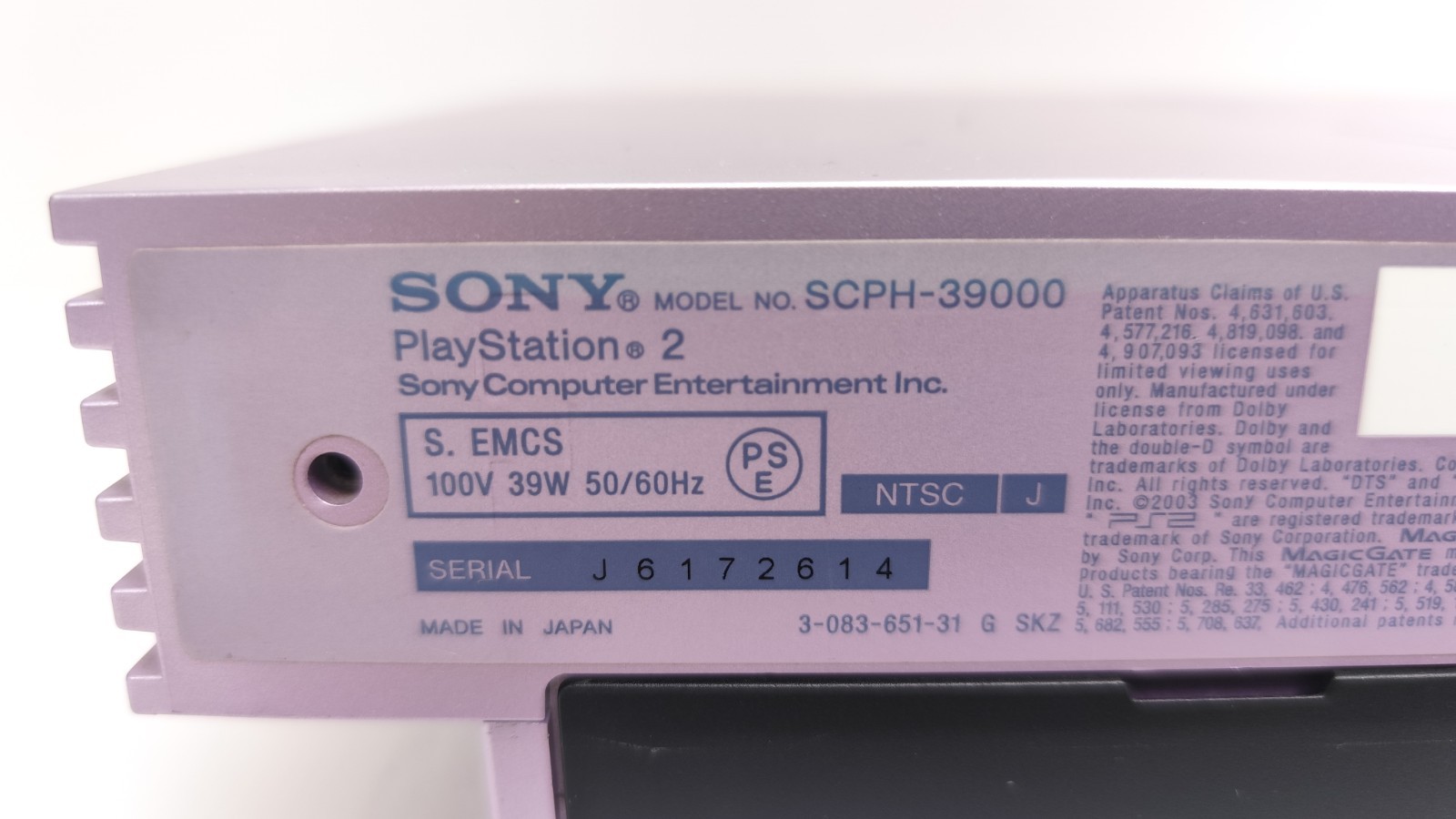 SONY PS2 Fat Game Console SCPH-39000 SAKURA NTSC-J JAPAN