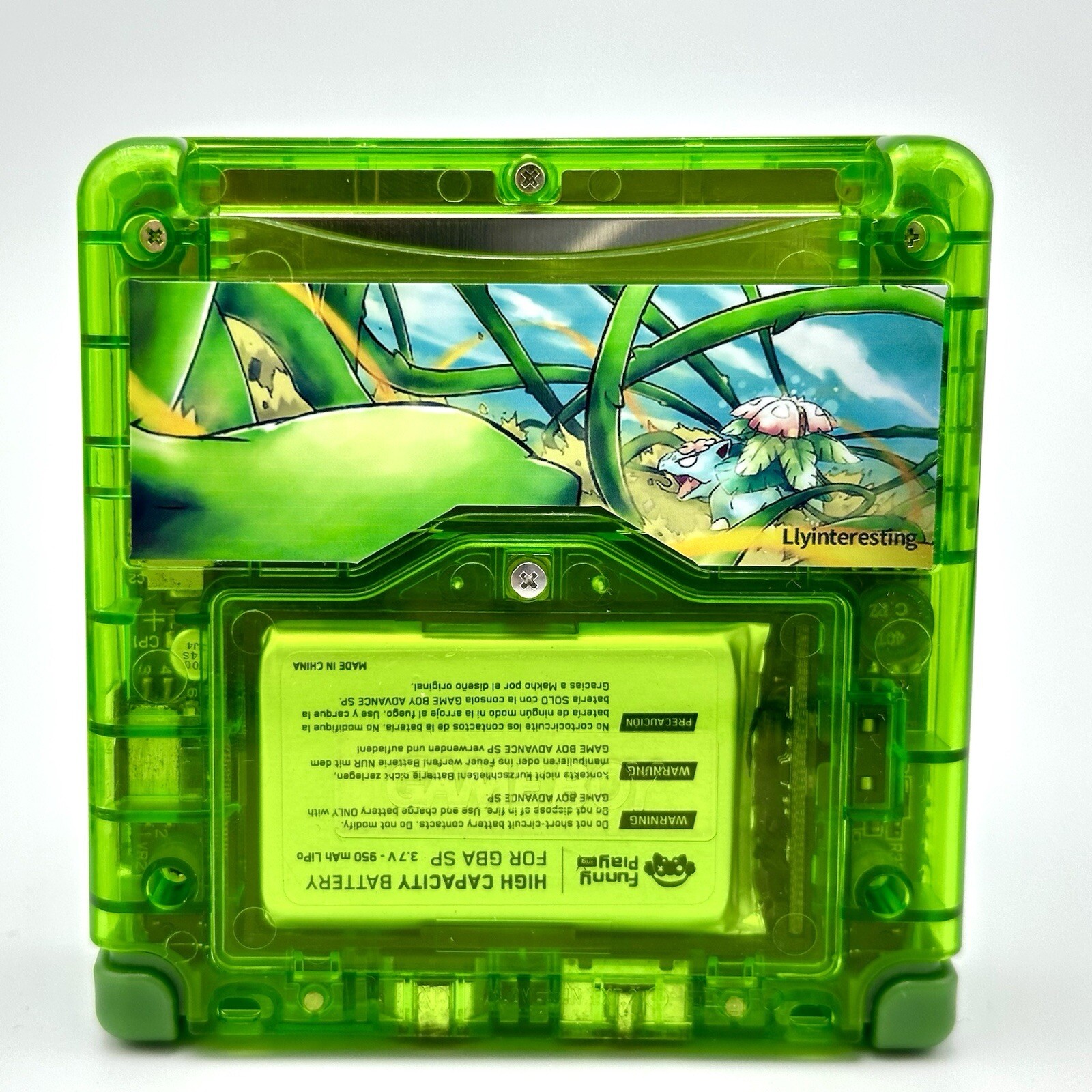 Game Boy Advance SP Custom IPS Backlit Screen UV Printed Shell Venusaur Pokemon
