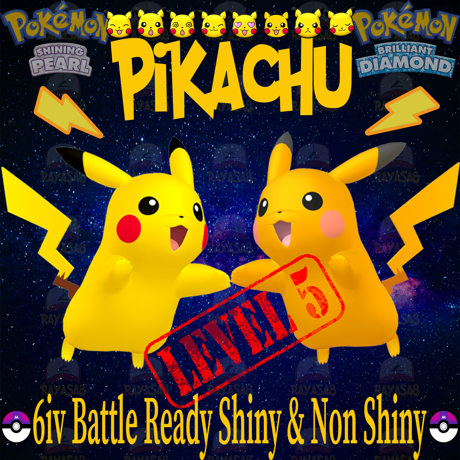 Pokemon Pikachu Shiny & Non Shiny 6iv Brilliant Diamond and Shining Pearl