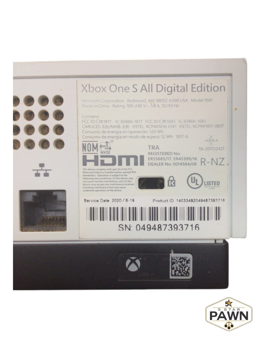 Xbox One S 1TB White Model 1681 + Wireless Controller Model 1914 Whi (FVS034251)