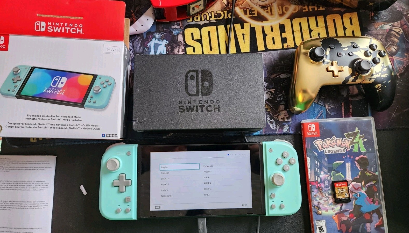 Nintendo Switch Bundle – Dock, Pro Controller, Hori Split Pad + Pokémon Legends