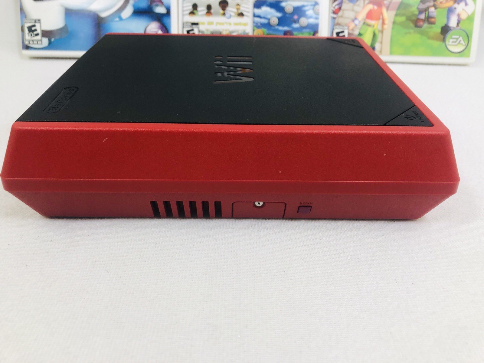 Nintendo Wii RVL-201 Mini Red + 3 Games Cords & Controller Tested Working Read