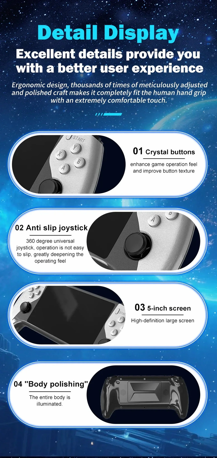 5 Inch IPS HD Retro Handheld Game Console SF3500 in 20000 game Support Multi-Sys