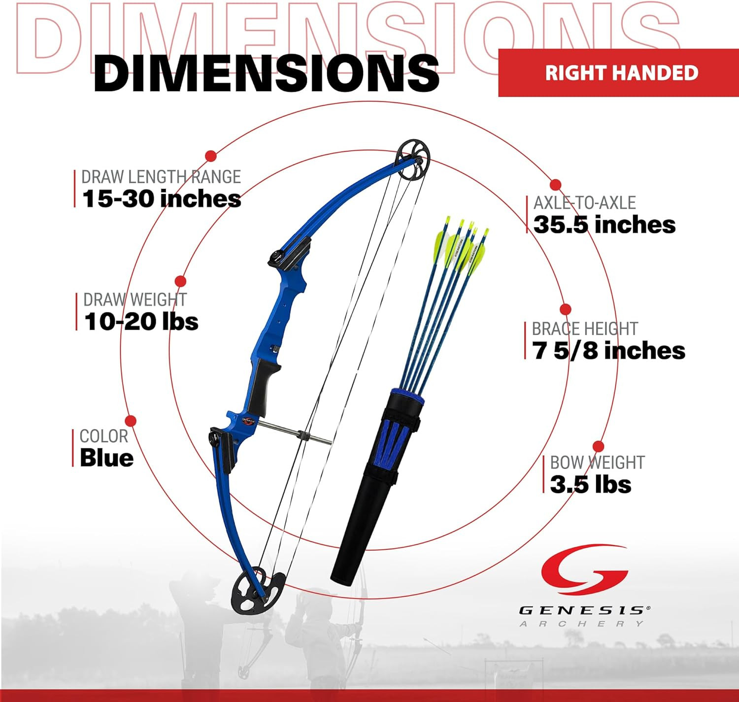 Genesis Compound Bow Set with 5 XX75 Aluminum Arrows Quiver Arm Guard