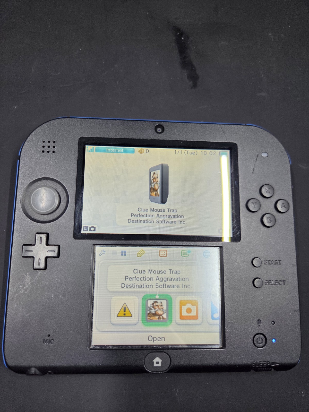*USED* Nintendo 2DS Black Blur Console OEM Tested Works Great + 5 Games Charger