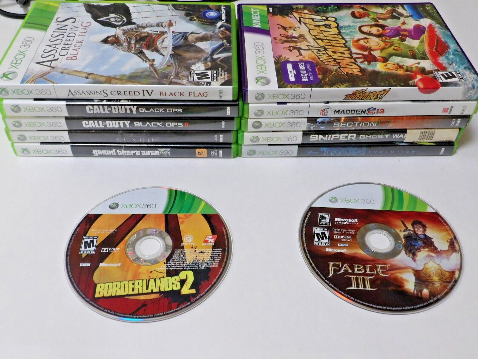 Xbox 360 S Console w/ Cords, Kinect, Controllers, 12 Games READ DESC!