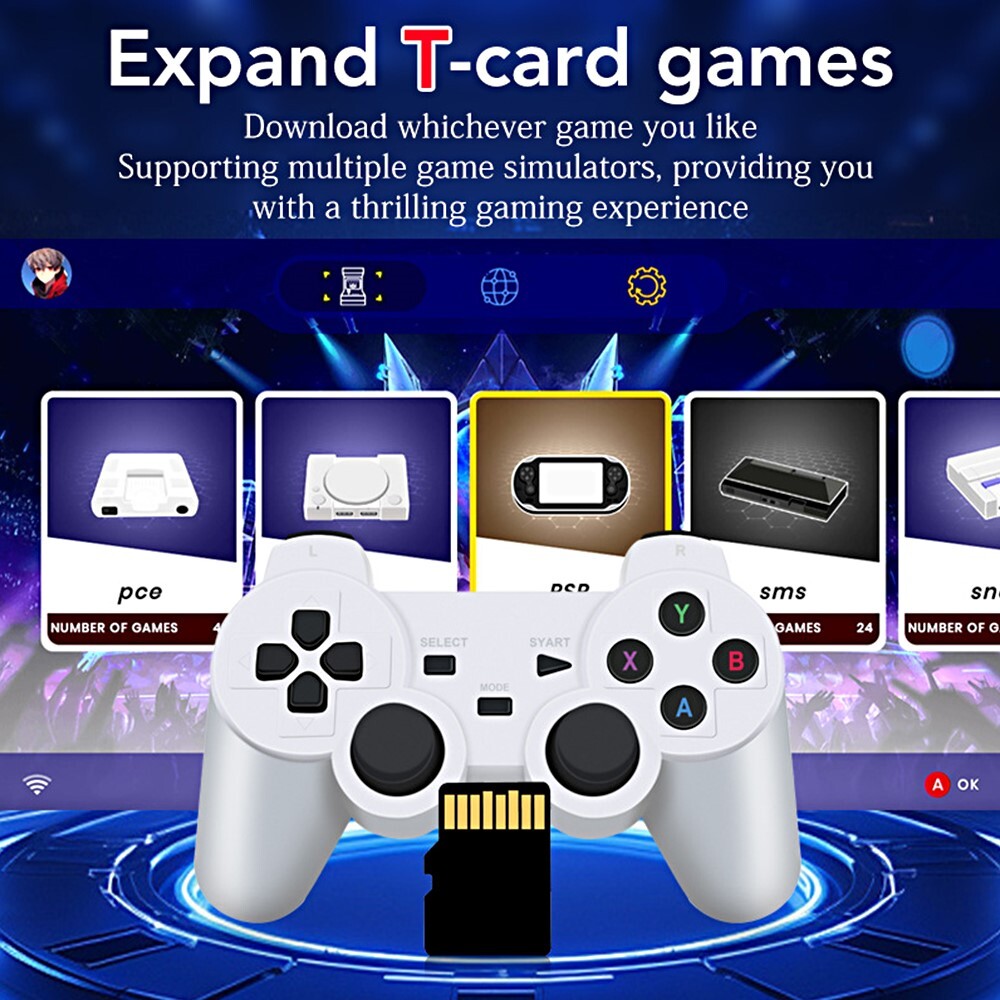 Essential Durable Compact 2x Wireless Game Controllers 2.4G Receiver 64G TF Card