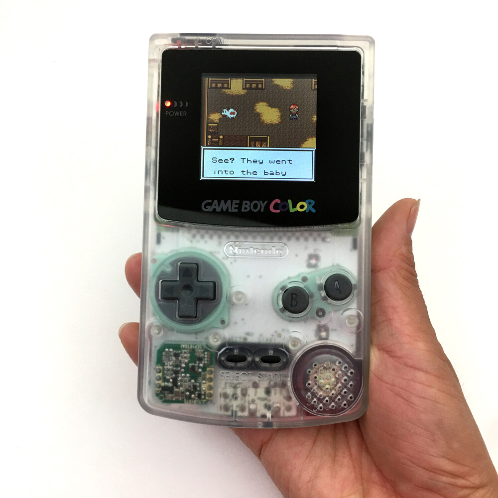 Clear White Retrofit Game Boy Color GBC Console w/ High Backlight LCD Screen