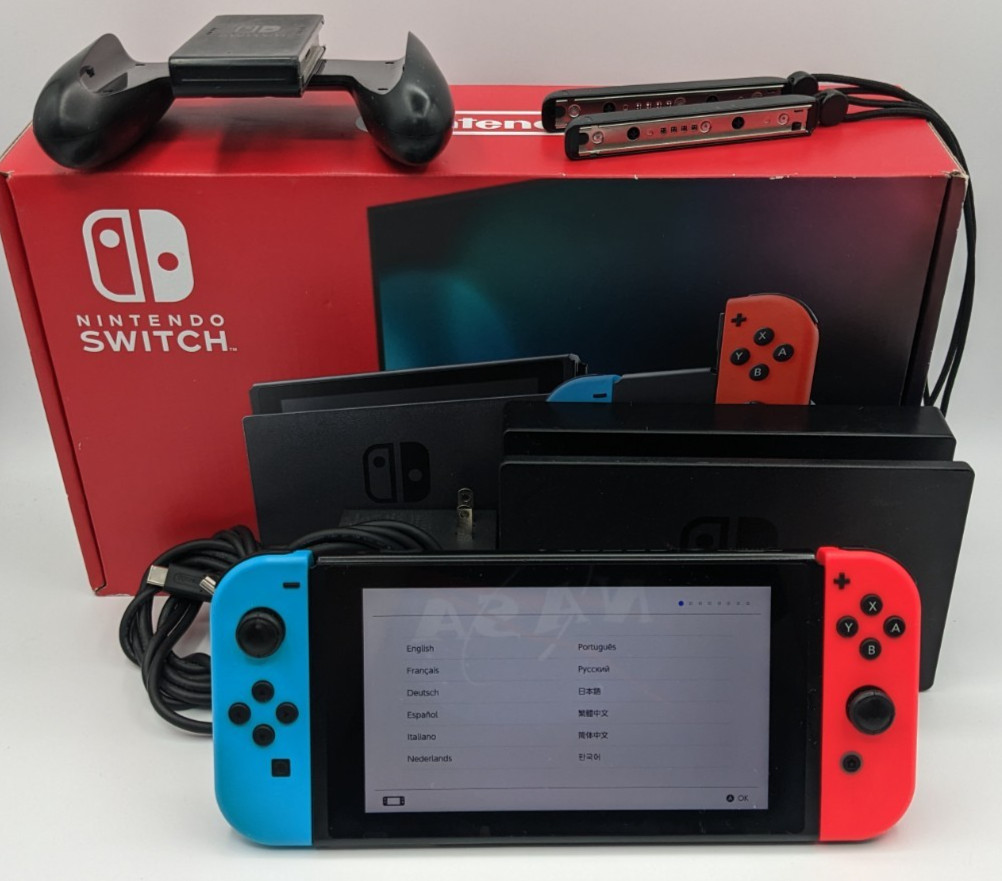 Nintendo Switch Neon Red and Blue Console (in Original Box + all accessories)